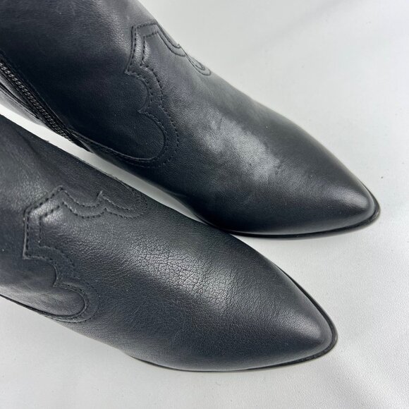 Frye Womens Reina Western Ankle Booties Black Leather Pointy Toe Boots size 9M - Picture 8 of 16